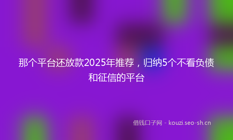 那个平台还放款2025年推荐，归纳5个不看负债和征信的平台