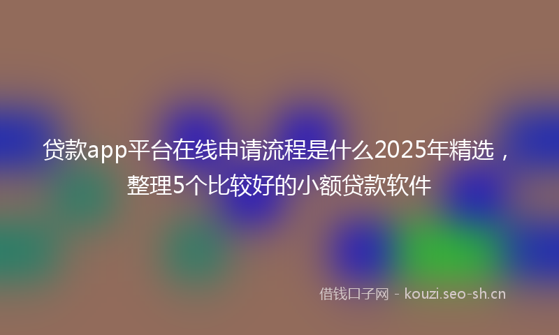 贷款app平台在线申请流程是什么2025年精选，整理5个比较好的小额贷款软件