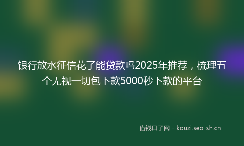 银行放水征信花了能贷款吗2025年推荐，梳理五个无视一切包下款5000秒下款的平台