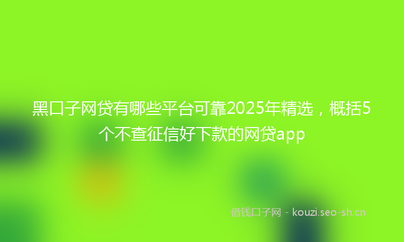黑口子网贷有哪些平台可靠2025年精选,概括5个不查征信好下款的网贷app