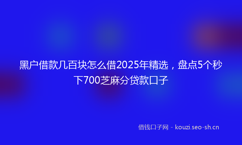 黑户借款几百块怎么借2025年精选,盘点5个秒下700芝麻分贷款口子