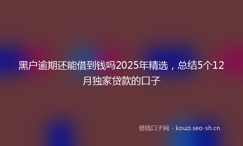 黑户逾期还能借到钱吗2025年精选，总结5个12月独家贷款的口子