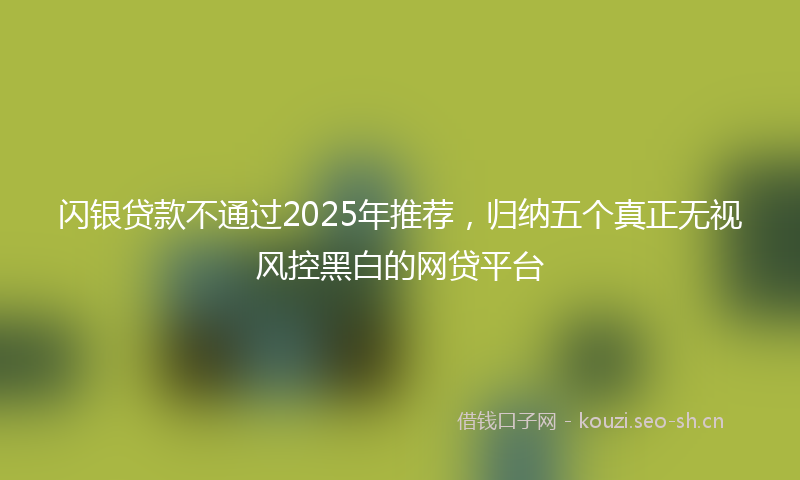 闪银贷款不通过2025年推荐，归纳五个真正无视风控黑白的网贷平台