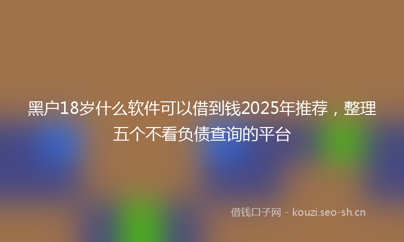 黑户18岁什么软件可以借到钱2025年推荐，整理五个不看负债查询的平台