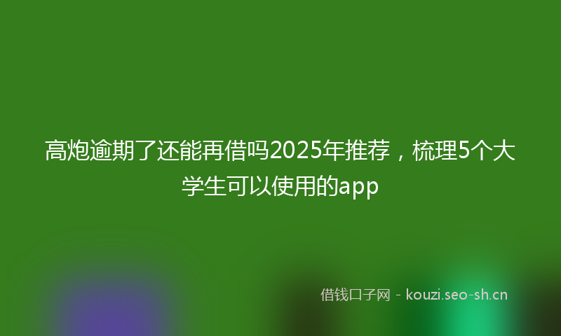 高炮逾期了还能再借吗2025年推荐，梳理5个大学生可以使用的app