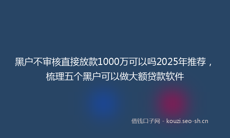 黑户不审核直接放款1000万可以吗2025年推荐，梳理五个黑户可以做大额贷款软件