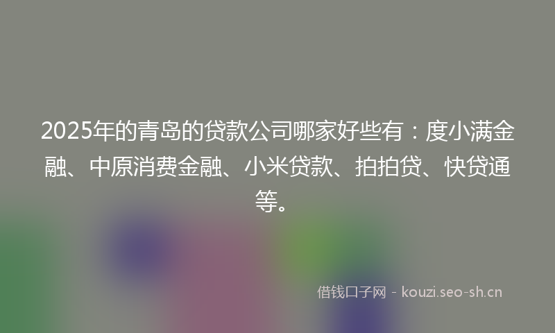 2025年的青岛的贷款公司哪家好些有：度小满金融、中原消费金融、小米贷款、拍拍贷、快贷通等。