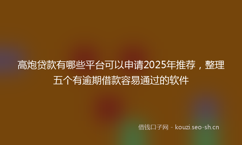 高炮贷款有哪些平台可以申请2025年推荐,整理五个有逾期借款容易通过的软件