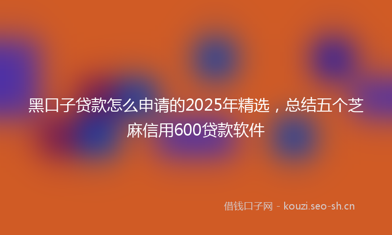 黑口子贷款怎么申请的2025年精选，总结五个芝麻信用600贷款软件