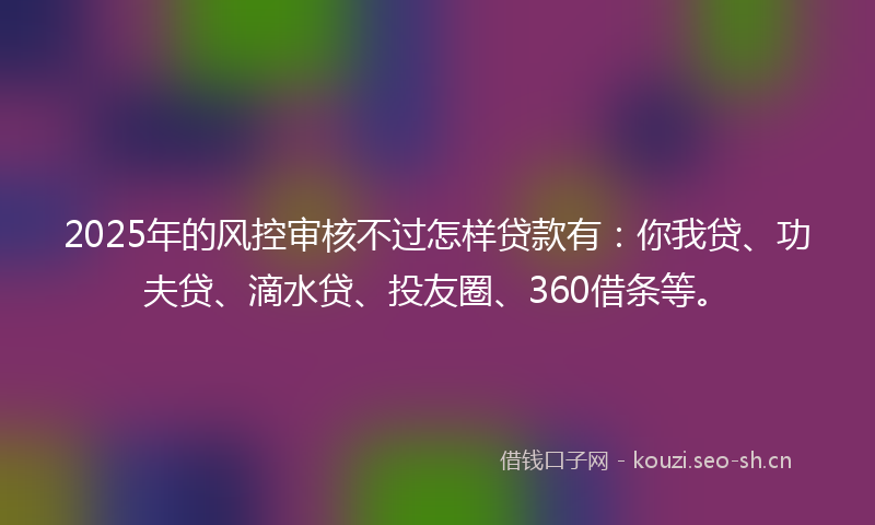 2025年的风控审核不过怎样贷款有:你我贷、功夫贷、滴水贷、投友圈、360借条等。
