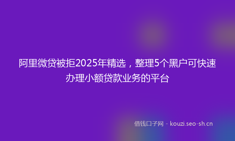 阿里微贷被拒2025年精选，整理5个黑户可快速办理小额贷款业务的平台
