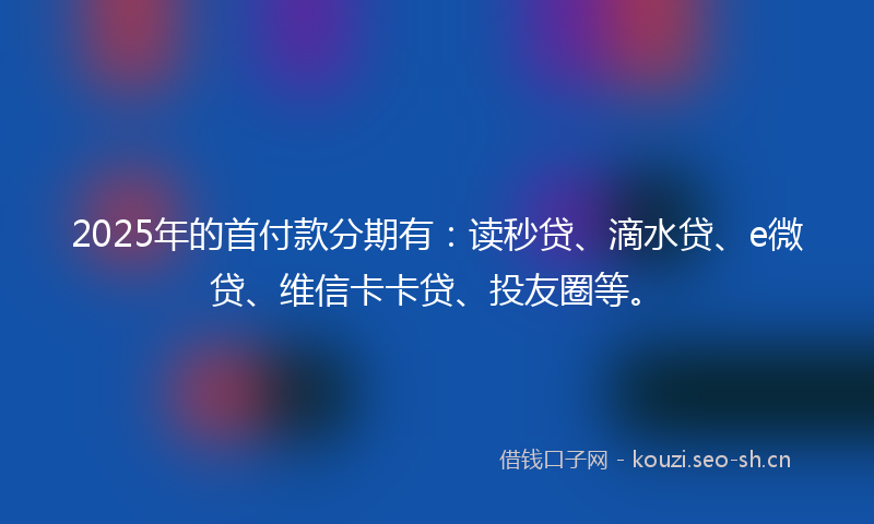 2025年的首付款分期有：读秒贷、滴水贷、e微贷、维信卡卡贷、投友圈等。