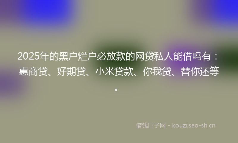 2025年的黑户烂户必放款的网贷私人能借吗有：惠商贷、好期贷、小米贷款、你我贷、替你还等。