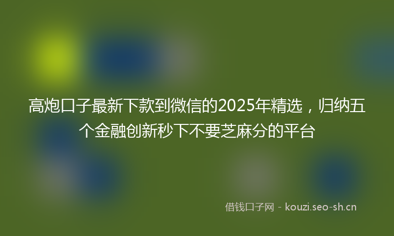 高炮口子最新下款到微信的2025年精选，归纳五个金融创新秒下不要芝麻分的平台