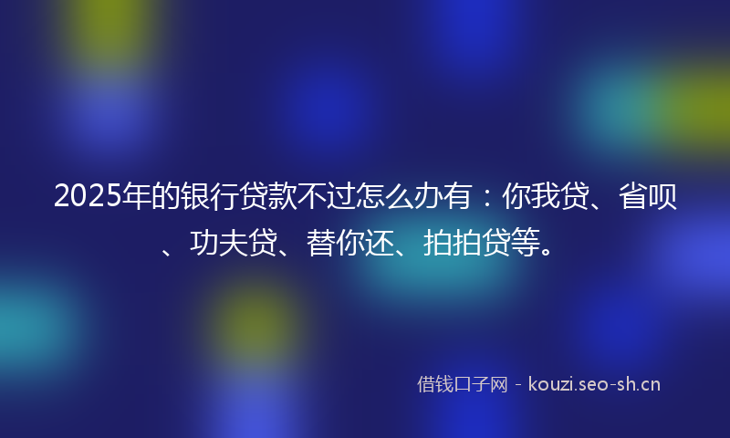 2025年的银行贷款不过怎么办有：你我贷、省呗、功夫贷、替你还、拍拍贷等。