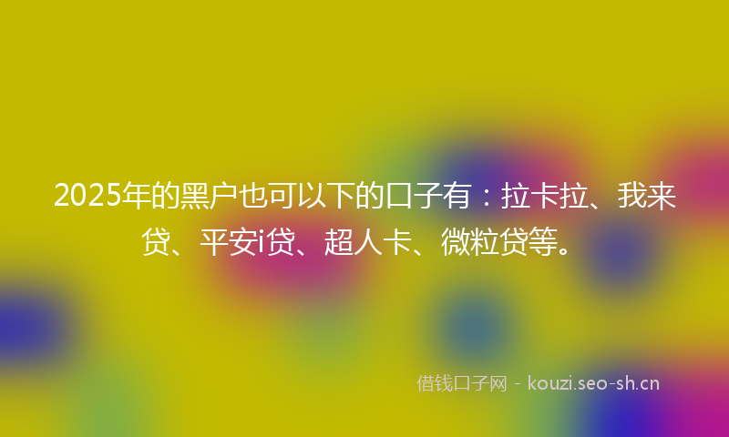 2025年的黑户也可以下的口子有：拉卡拉、我来贷、平安i贷、超人卡、微粒贷等。