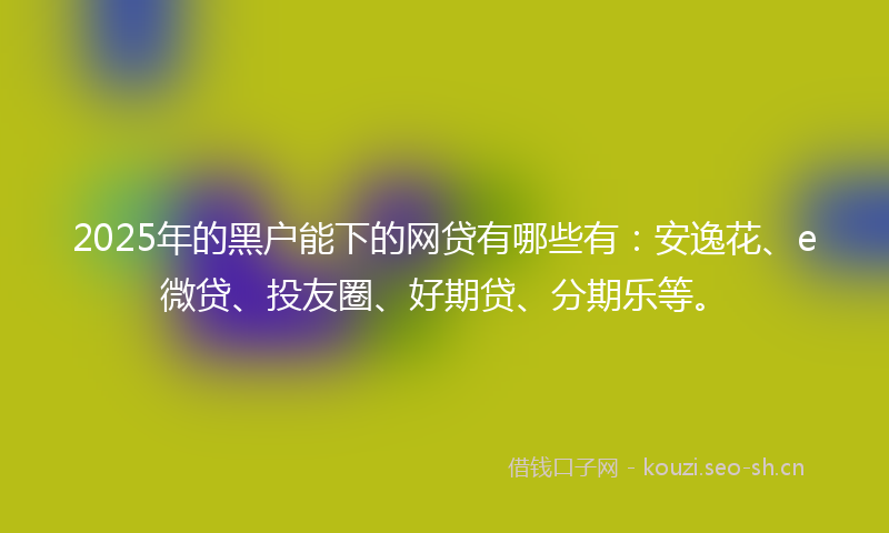 2025年的黑户能下的网贷有哪些有：安逸花、e微贷、投友圈、好期贷、分期乐等。