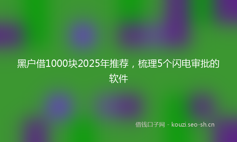 黑户借1000块2025年推荐，梳理5个闪电审批的软件