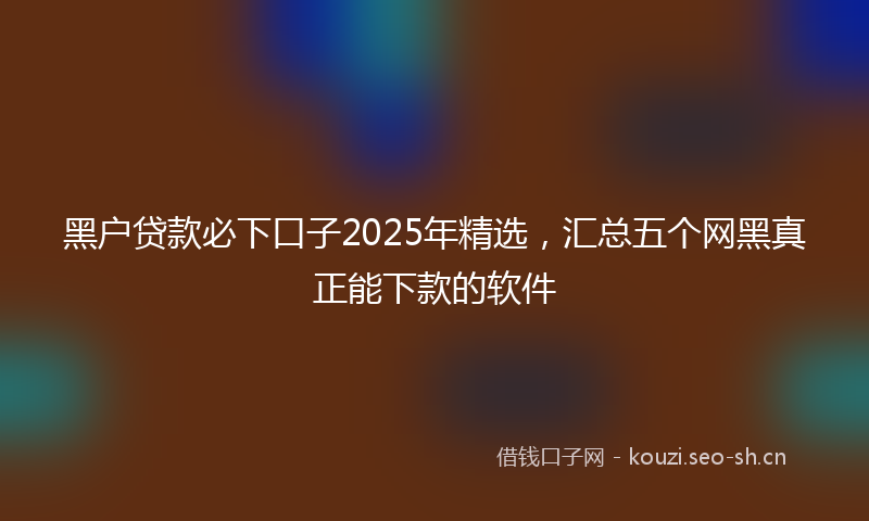 黑户贷款必下口子2025年精选，汇总五个网黑真正能下款的软件