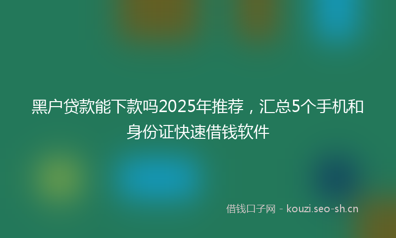 黑户贷款能下款吗2025年推荐，汇总5个手机和身份证快速借钱软件