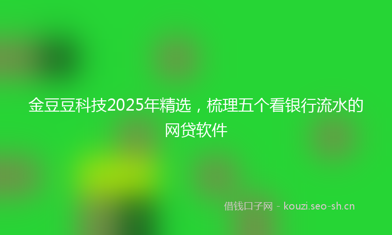 金豆豆科技2025年精选，梳理五个看银行流水的网贷软件