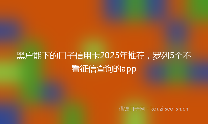 黑户能下的口子信用卡2025年推荐，罗列5个不看征信查询的app