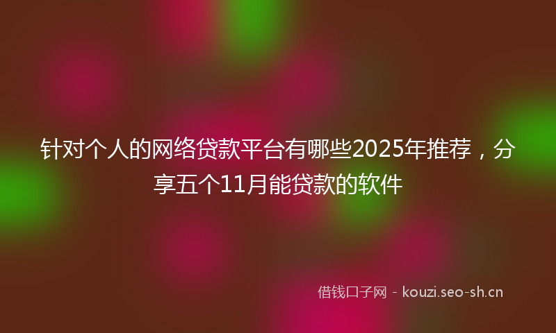 针对个人的网络贷款平台有哪些2025年推荐,分享五个11月能贷款的软件