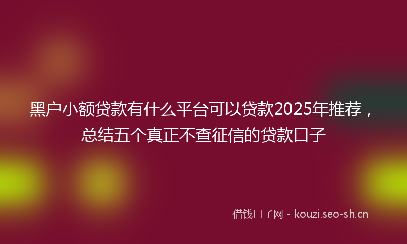 黑户小额贷款有什么平台可以贷款2025年推荐，总结五个真正不查征信的贷款口子