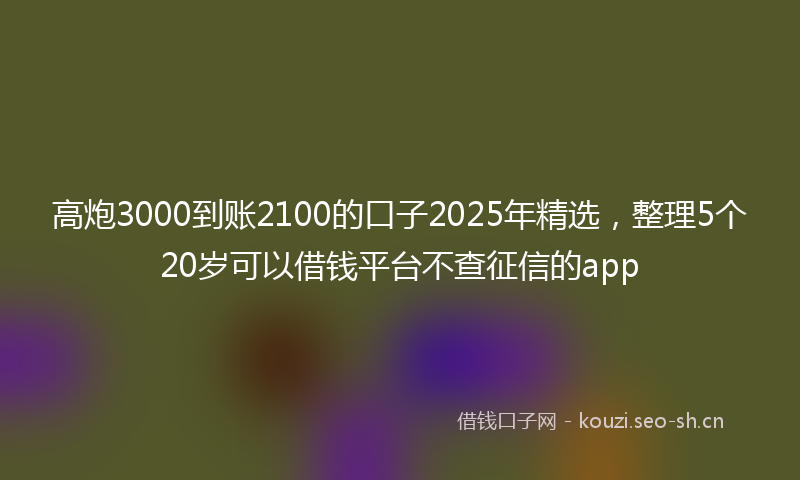 高炮3000到账2100的口子2025年精选，整理5个20岁可以借钱平台不查征信的app