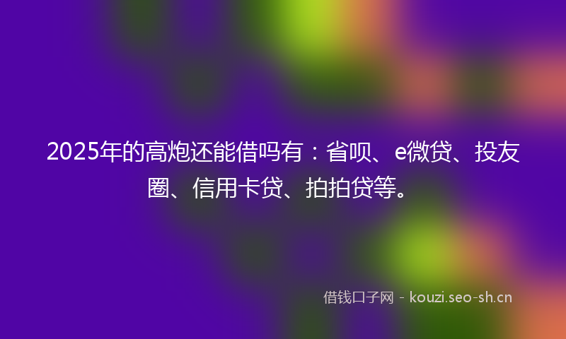 2025年的高炮还能借吗有：省呗、e微贷、投友圈、信用卡贷、拍拍贷等。