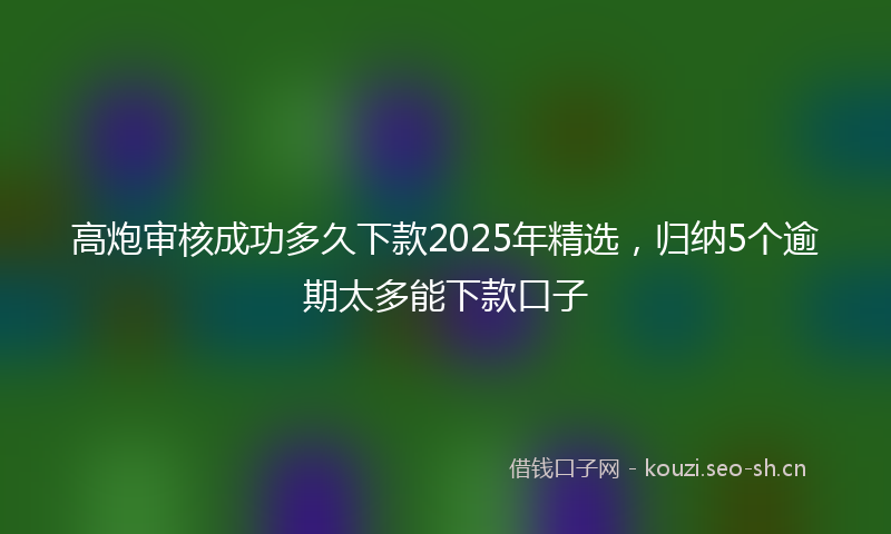 高炮审核成功多久下款2025年精选，归纳5个逾期太多能下款口子