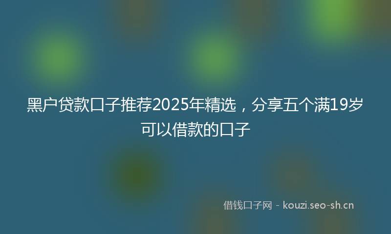 黑户贷款口子推荐2025年精选，分享五个满19岁可以借款的口子