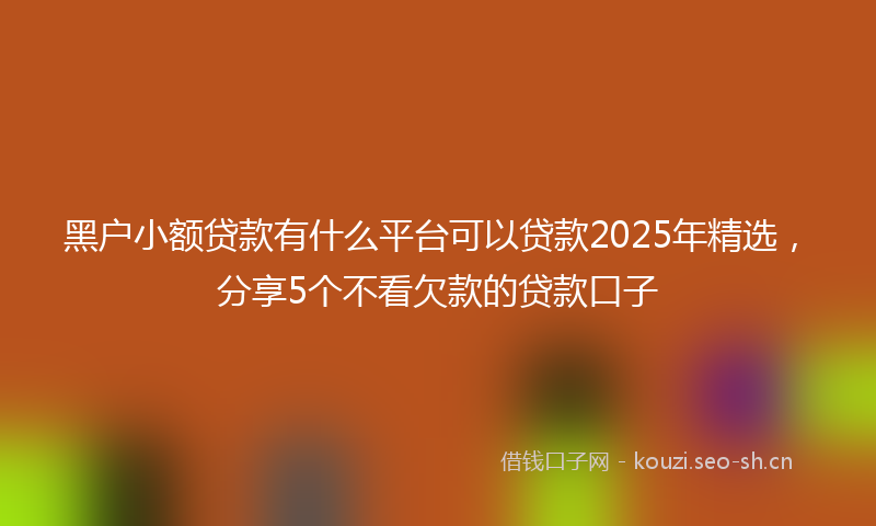 黑户小额贷款有什么平台可以贷款2025年精选，分享5个不看欠款的贷款口子