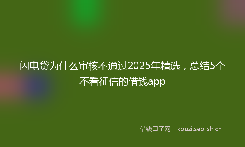 闪电贷为什么审核不通过2025年精选，总结5个不看征信的借钱app