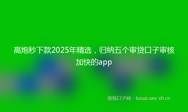 高炮秒下款2025年精选，归纳五个审贷口子审核加快的app
