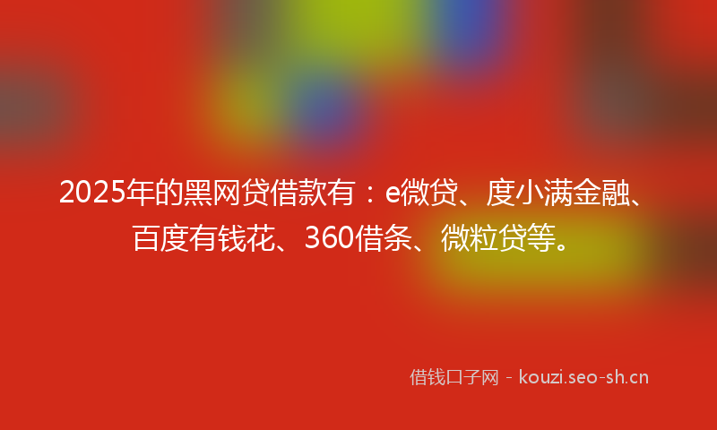 2025年的黑网贷借款有：e微贷、度小满金融、百度有钱花、360借条、微粒贷等。