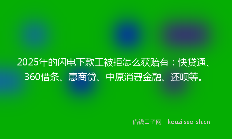 2025年的闪电下款王被拒怎么获赔有:快贷通、360借条、惠商贷、中原消费金融、还呗等。