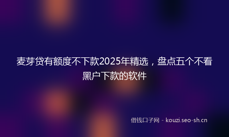 麦芽贷有额度不下款2025年精选，盘点五个不看黑户下款的软件