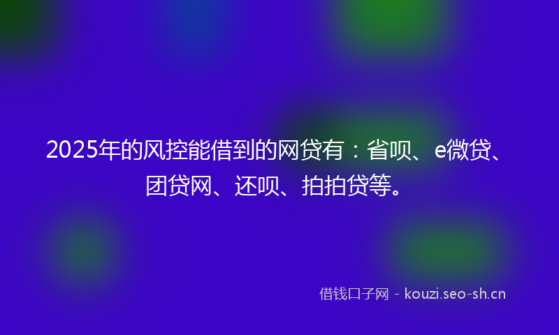 2025年的风控能借到的网贷有：省呗、e微贷、团贷网、还呗、拍拍贷等。