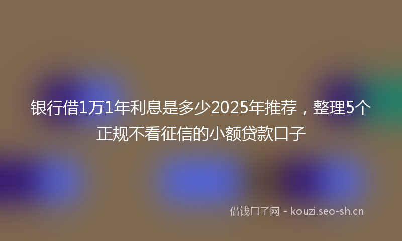 银行借1万1年利息是多少2025年推荐，整理5个正规不看征信的小额贷款口子