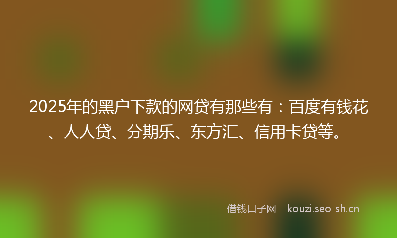 2025年的黑户下款的网贷有那些有：百度有钱花、人人贷、分期乐、东方汇、信用卡贷等。