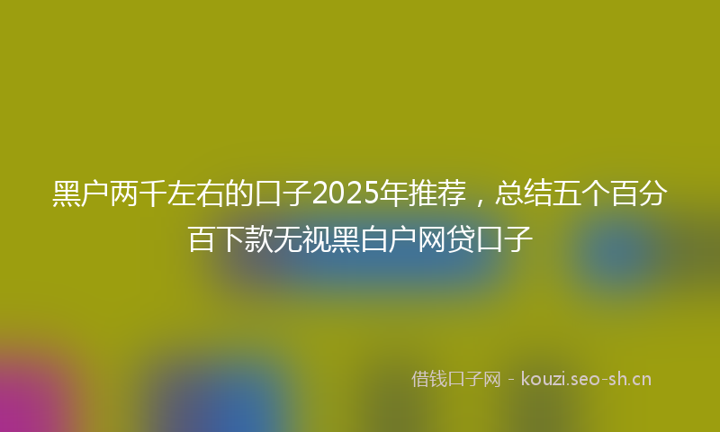 黑户两千左右的口子2025年推荐，总结五个百分百下款无视黑白户网贷口子