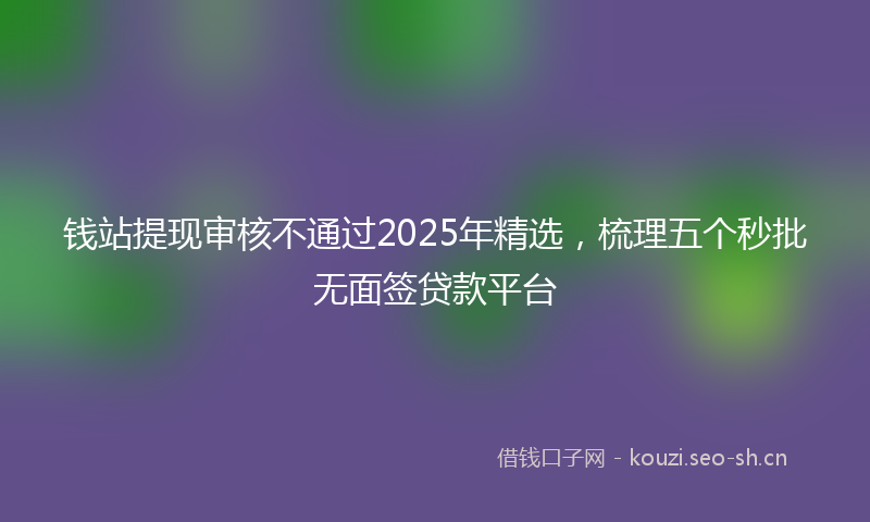 钱站提现审核不通过2025年精选，梳理五个秒批无面签贷款平台