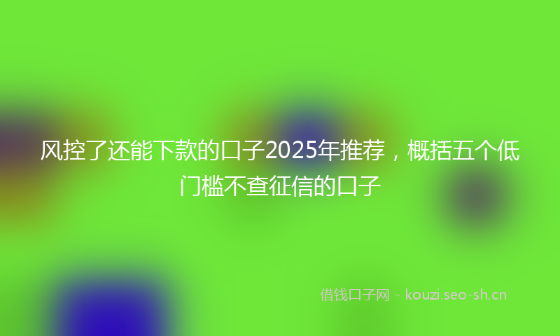 风控了还能下款的口子2025年推荐，概括五个低门槛不查征信的口子
