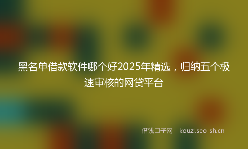 黑名单借款软件哪个好2025年精选,归纳五个极速审核的网贷平台
