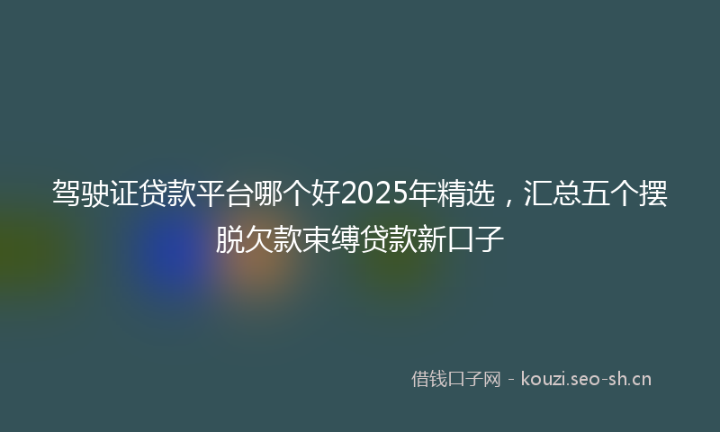 驾驶证贷款平台哪个好2025年精选，汇总五个摆脱欠款束缚贷款新口子