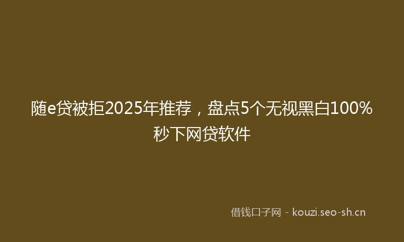 随e贷被拒2025年推荐，盘点5个无视黑白100%秒下网贷软件