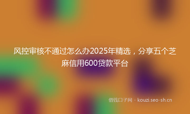 风控审核不通过怎么办2025年精选，分享五个芝麻信用600贷款平台