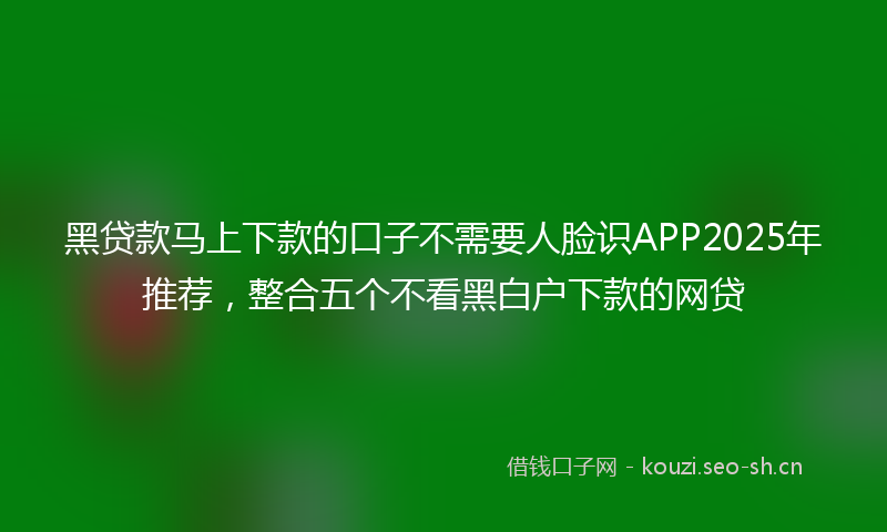 黑贷款马上下款的口子不需要人脸识APP2025年推荐，整合五个不看黑白户下款的网贷