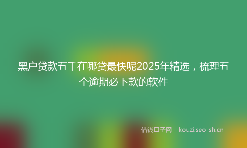 黑户贷款五千在哪贷最快呢2025年精选,梳理五个逾期必下款的软件